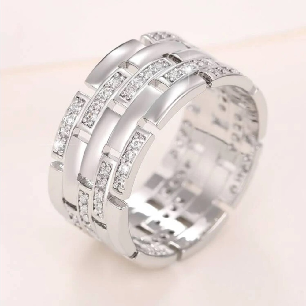Silver multi row ring - Picture 3 of 3